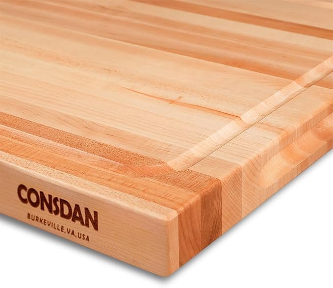 Wood Cutting Board for Kitchen, USA Grown Hardwood, 20 x 15, Hard Maple with Invisible Inner Handle, Prefinished with Food-Grade Oil, Suitable for Kitchen Edge Grain, 1-1/2" Thick