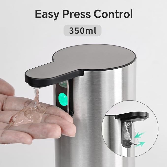 LAOPAO Electric Dish Soap Dispenser for Kitchen, Rechargeable Touch Liquid Hand Soap Dispenser for Bathroom, Stainless Steel Soap Pump, Water-Resistant,11.8oz, Xmas Gift