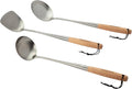 Cuisinart Stainless Steel Wok Spatula, Wok Utensils for Carbon Steel, Wok Tools Professional Set, 3-Pieces