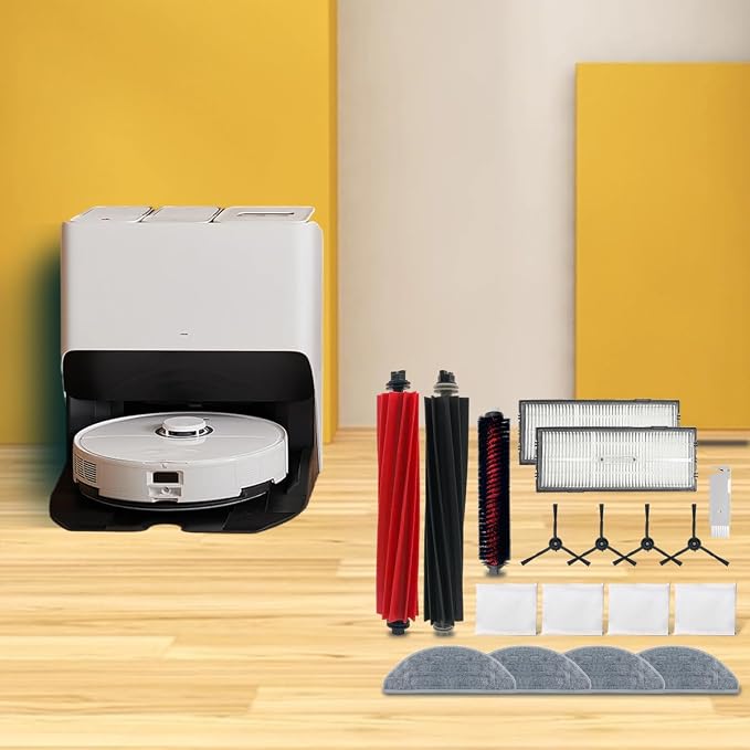 Accessories Kit for Xiaomi Roborock S8 Pro Ultra /S8 Docking,2 Roller Brush, 1 Self-Cleaning Brush,2 Hepa Filter, 4 Side Brush, 4 Mop Cloth,4 Dust Bags.1 Cleaning Brush(18PCS) …
