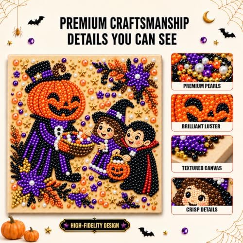 Diamond and Pearl Art Kits for Adults, Halloween Decorations, Framed Decor