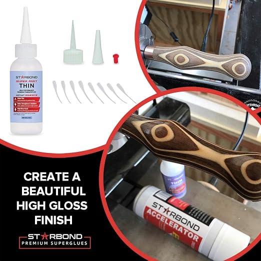 Starbond Super Fast Thin CA Glue Complete Refill Kit (16 oz) – Cyanoacrylate Super Glue with Extra Bottles, Caps, Microtips & Yorker Spout for Cracks, Joints, Woodworking, Woodturning & Model Building