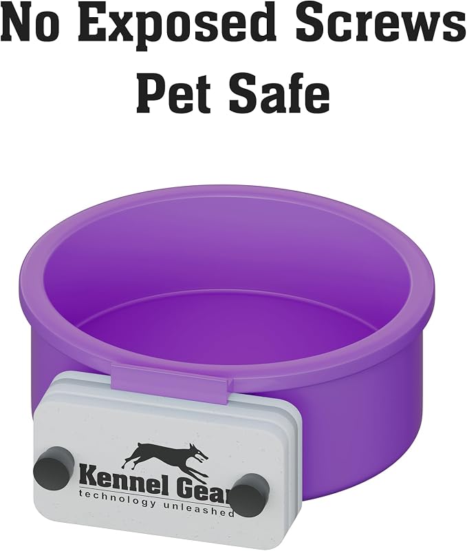Dog Crate Water Bowl No Spill, 20oz Food-Grade Polypropylene Feeder (Purple)
