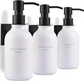 Shampoo and Conditioner Dispenser Wall Mounted Set of 3 White Black - No Drill Shower Soap Dispenser for Bathroom Refillable - Spa Hotel Style Accessories by MaisoNovo