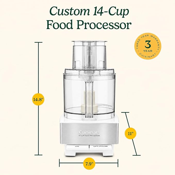 Cuisinart Food Processor 14-Cup Vegetable Chopper for Mincing, Dicing, Shredding, Puree & Kneading Dough, White, DFP-14BCWNY
