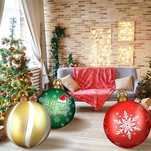 Jetec 4 Pcs Giant Inflatable Christmas Ball, Snowy, Color 4