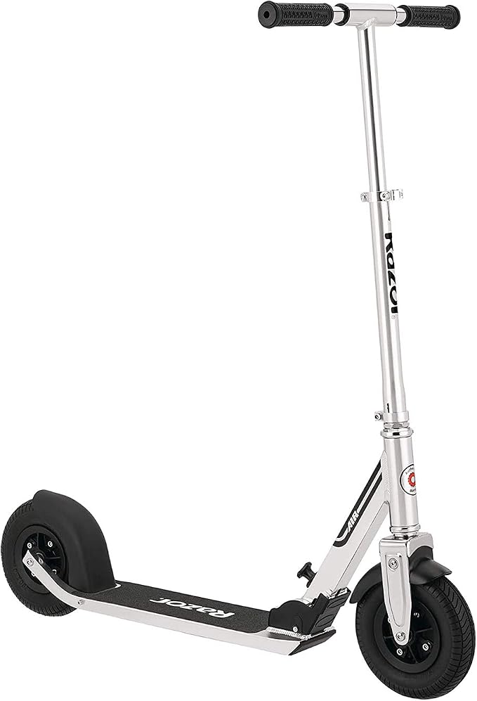 Razor A5 Air Kick Scooter for Kids Ages 8+ - Extra-Long Deck, 8" Pneumatic Rubber Wheels, Foldable, Anti-Rattle Handlebars, for Riders up to 220 lbs