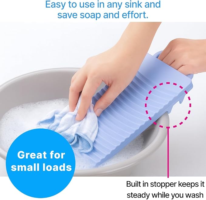 Japanese Plastic Washboard, Made in Japan Laundry Wash Board for Hand Washing Clothes, Portable Scrub Board for Socks, Underwear, Baby Clothes, Travel & Camping, 13 x 6 Inch, 1-Pack