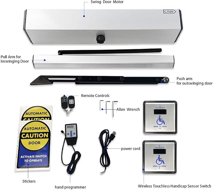 Contactless Door Opener,Handicap Door Opener Contactless Sensor Open with 2PCS Wired Square 4.5'' Handicap Sensor Switches Olide-513N