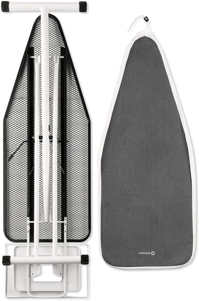 Reliable Ironing Board with Cover, Adjustable Height, Extra-Large Surface | Vera Foam Memory Foam Cover Pad, Tube Frame Construction, Ergonomic Iron Rest, 19” X 47.5” Pressing Surface, Made in Italy