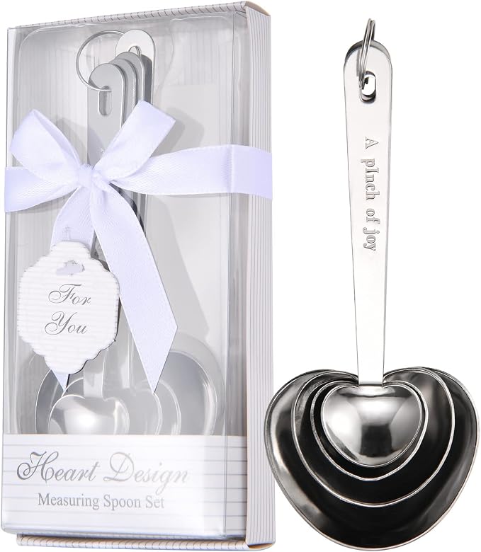 30 pieces pack heart-shaped measuring spoon set suitable for wedding birthday party bridal shower gift, baby shower decoration souvenir individual gift packaging