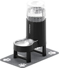 CZPET Elevated Dog Water Bowl Dispenser 8L (8L+Stand+Mat, Black) | With Stainless Steel Bowl Gravity Waterer, Large Capacity and Drinking Area Noise-Free for Pets
