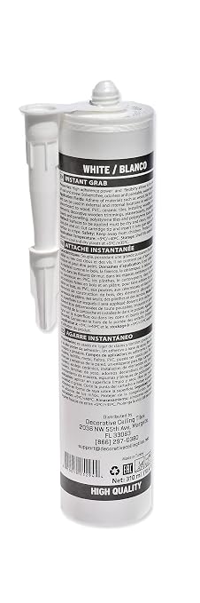 À LA MAISON CEILINGS Instant Grab White Adhesive - Ceiling Tile Wall Panel & Crown Molding Adhesive - High-Strength Water-Resistant Glue for Indoor/Outdoor Use - Easy-Apply Quick-Bond Formula (6-Pack)
