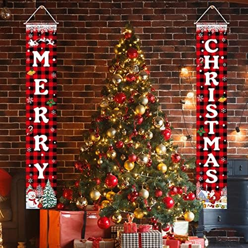 Christmas Decorations Merry Christmas Banner Xmas Porch Door Sign 72"X12"