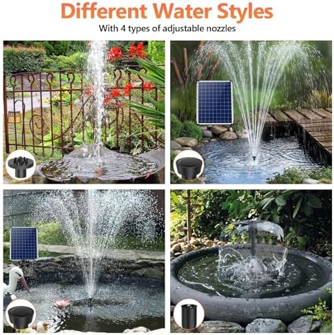 Antfraer 25W Solar Fountain Pump, Solar Water Pump 320GPH Flow Adjustable, Solar Powered Water Pump with 16.5Ft Cord Length for Small Pond, Fish Pond Bird Bath Garden Waterfall Hydroponics