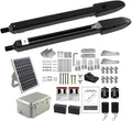 C025 Solar Gate Opener with Batteries & Solar Panel for Dual Swing Gates Up to 790lb 18FT per Arm Complete Automatic Gate Opener Kit with Remote Medium-Duty Electric Gate Opener Solar-Powered
