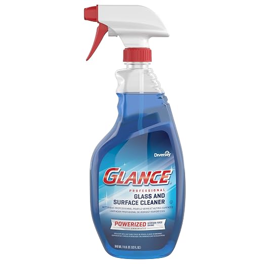Glance CBD539636 Powerized Professional Glass & Surface Cleaner, Streak Free Commercial Ammoniated Window Spray, Ready-to-Use, 32-Ounce (Pack of 8)