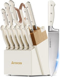 Knife Set,Astercook Kitchen Knife Set with Block 14-Piece Full Tang Stainless Steel Knives with Sharpener Dishwasher Safe and Anti-Slip Ergonomic Handle Utensils Set