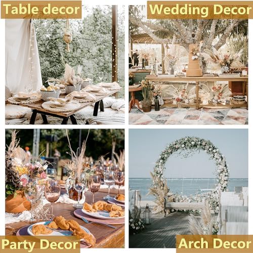 Dried Pampas Grass Decor, 120 PCS Pampas Grass with Bunny Tails Dried Flowers, Reed Grass Bouquet for Wedding, Boho Flowers, Home Table Decor, Rustic Farmhouse Party (White and Brown)