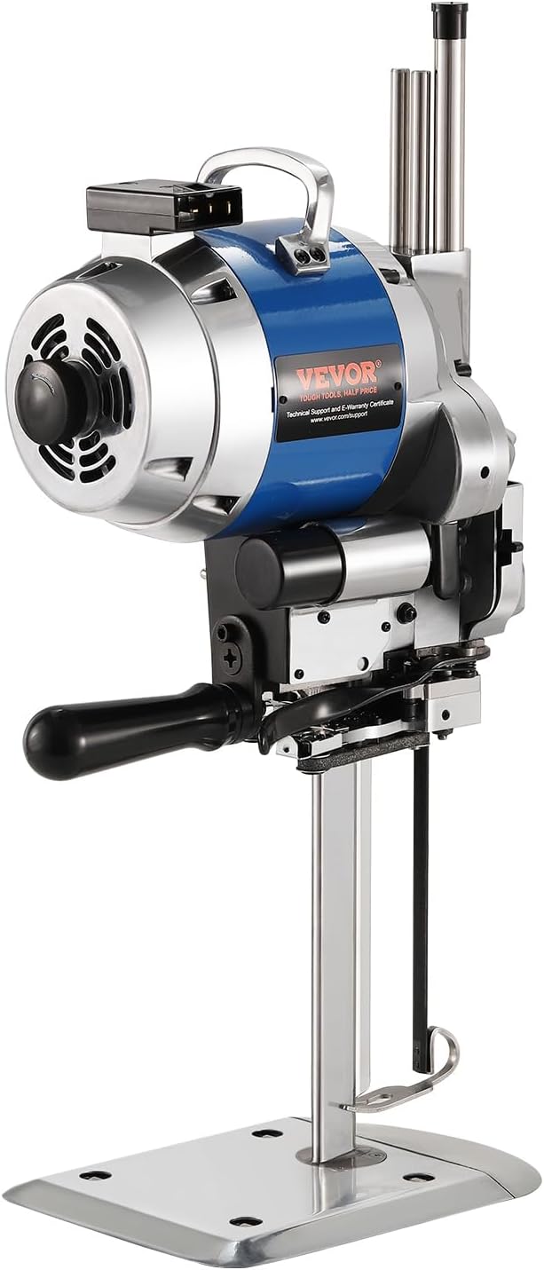 VEVOR Fabric Cutter, 750W High-Speed Straight Knife Cloth Cutting Machine, 9.8" Alloy Steel Blade, Industrial Fabric Cutting Machine with Automatic Knife Sharpen, for Multilayer Fabric Leather Cloth
