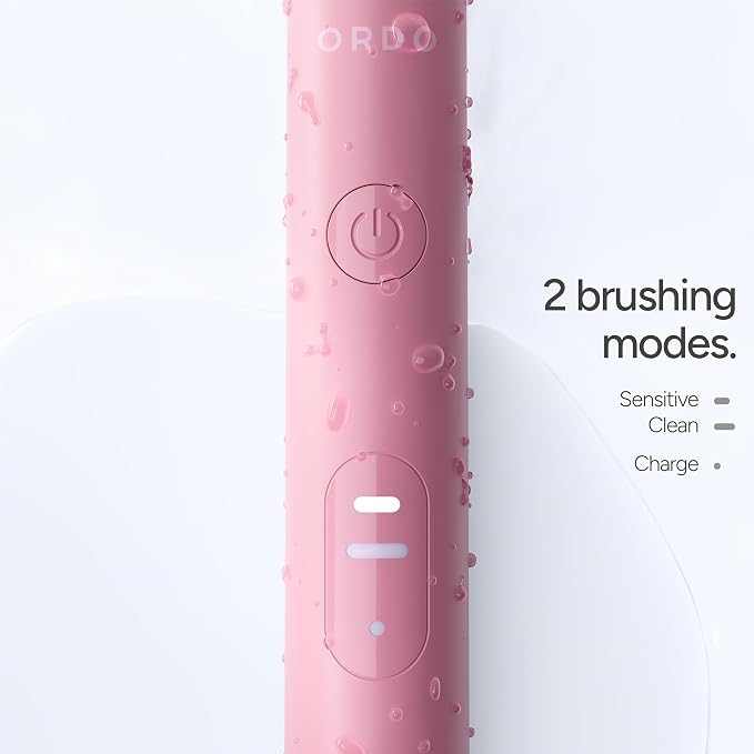 ORDO Sonic Lite Electric Toothbrush, Adults, Rechargeable, USB-C, Petal | Rechargeable sonic electric toothbrush, 35,000 pulses/min, dual modes, smart timer, 5+ week battery, USB-C charger