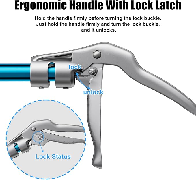 60" Snake Tongs, Professional Aluminum Alloy Standard Reptile Grabber Reacher | Snake Catcher Wide Jaw Handling Tool for Outdoor, Garden, and Emergency Use