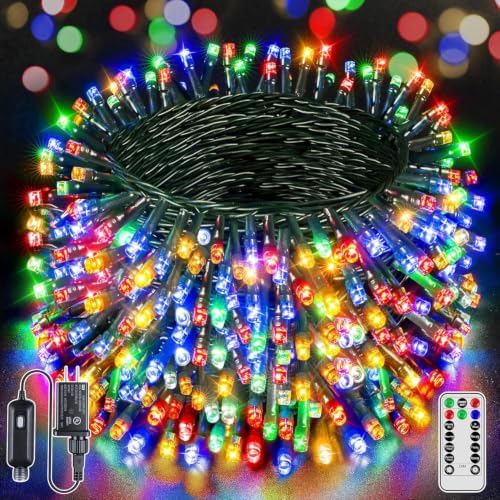 BrightChristmas 328 FT 1000 LED Christmas Lights, Waterproof Outdoor String Lights with Remote and Timer, Christmas Tree Lights with 8 Modes Dimmable, Fairy Lights for Holiday Decor (Multicolor)