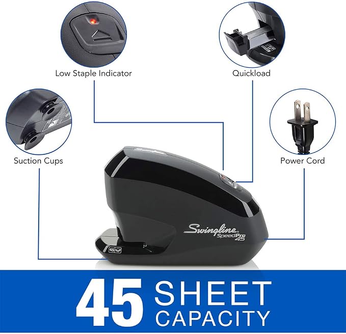 Swingline Electric Stapler, Speed Pro 45, 45 Sheet Capacity, Black (S7042155) | (Pack of 2)