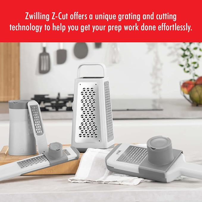 ZWILLING Z-Cut Multifunctional Grater, Mandoline, Faster Grating Technology, Zester, Rasp Grater, Slicer, Finger Guard, Grey