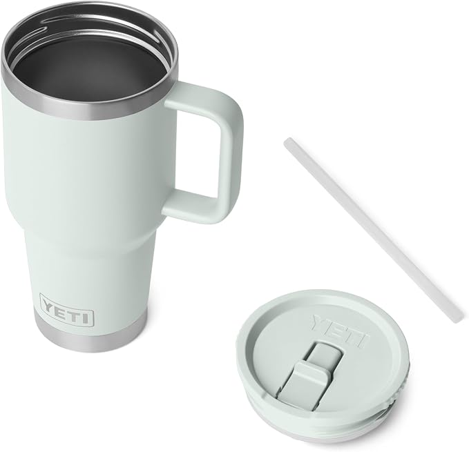 YETI Rambler 30 oz Travel Mug with Flip Straw Lid – Stainless Steel, Vacuum Insulated, Leakproof, Cup Holder Friendly, Ridgeline