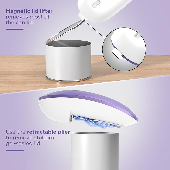 Canslab Ultrablade PRO Electric Can Opener,USB Rechargeable,Smart Auto Stop | Automatic Can Opener for Seniors with Arthritis, Handsfree Side Cut with Smooth Edge, Cordless, Kitchen Wall Mountable, Lilac