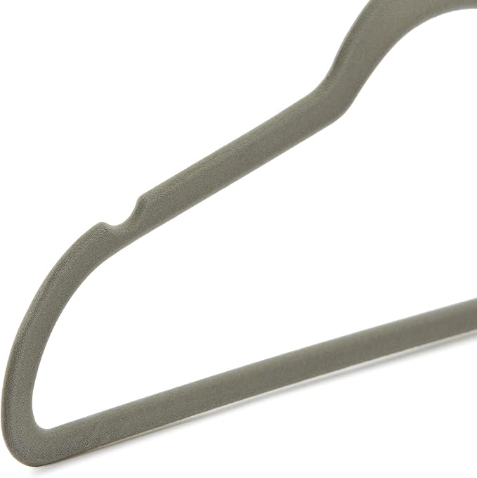 Amazon Basics Slim Velvet Non-Slip Space Saving Suit Clothes Hangers, Closet Organizer, Gray/Silver, 50-Pack