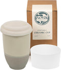 NOVA CERAMICS Travel Mug – Coffee Travel Mug – Reusable Coffee Cup Unique to Go Mug – Microwave & Dishwasher Safe Coffee White Tumbler - Gifts for Women Men Him Her – 12oz – Sea Mist