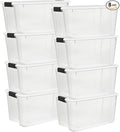 Sterilite 8-Pack 70 Quart Ultra Latch Box, Clear Storage Organizer Bins with Latching Lids - Stackable Plastic Containers for Home Organization in Garage, Attic, Basement, and Closet