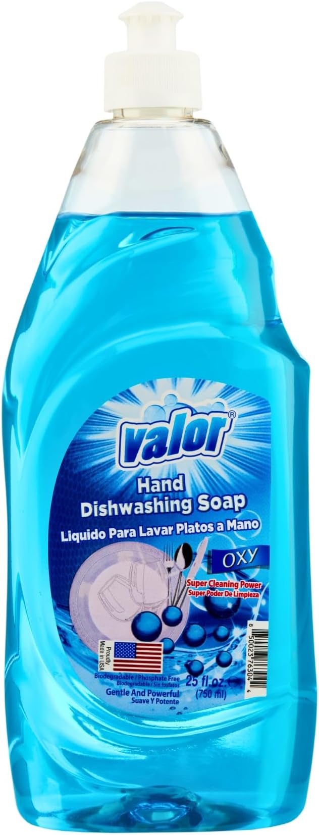 Valor Dishwashing Liquid, 25 fl oz – Dish Soap for Kitchen & Bathroom, Grease-Fighting, Gentle on Hands, Fast Rinse, Eco-Friendly Biodegradable Formula (25.5 oz (Pack of 6), Oxy Power)