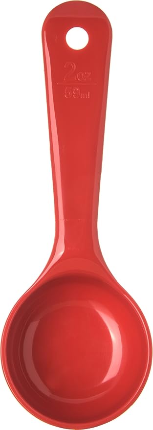 Carlisle FoodService Products Measure Miser Solid Measuring Spoon with Short Handle, 2 Ounces, Red, 1 Count (Pack of 4)
