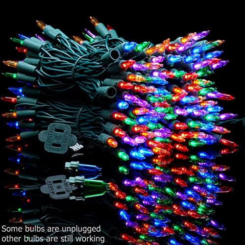 YULETIME 200 Multicolor LED Christmas Lights, 66 ft Green Wire String Light