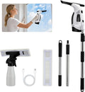 Cordless Window Vacuum Squeegee, 1.8-2 KPA Electric Window Vacuum Cleaner Tool with 0.8-1M Extendable Pole, Silicone Cleaning Scraper, 150ML Water Tank, 2200mAh IPX4, for Shower Glass, Car, Kitchen