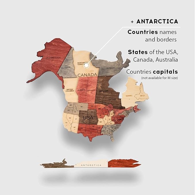 Enjoy The Wood 3D Wooden World Map Wall Art - Large Travel Map with Pins for Art Decor - Decorative Map of the World for Home, Office - Travel Wall Art Housewarming Gift Idea (Fusion, M, Unframed)