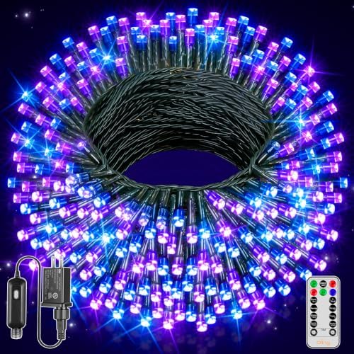 Ollny Christmas Tree Lights 400LED 132FT, Blue&Purple, with Remote & Timer