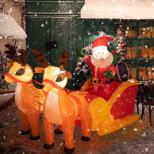 Sunnyglade 4.5x7FT LED Christmas Inflatables Santa & Reindeer Outdoor Decor