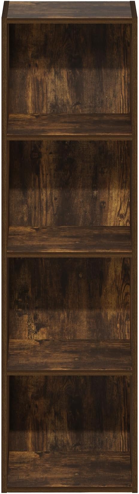 Furinno PASIR Book Shelf, 4-Tier Modern Bookshelf, Open Shelves Bookcase 9 x 12 x 42, Easy Assembly, for Living Room, Bedroom, Home Office, Amber Pine