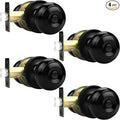 Probrico Black Door Knobs, Privacy Door Knob for Bathroom Bedroom, Interior Door Knob with Thumb Turning Locking Button, 4 Pack