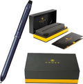 Cross Tech3+ with Sophisticated Brushed diamond pattern finish Barrel & interchangeable cap tops, Multi-function Pen - 0.5 MM Lead Pencil, Black & Red Ink Refills in One Pen. (Blue)