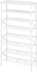 YATINEY 8 Tier Shoe Rack, Shoe Storage Organizer, Large Capacity Shoe Shelf Holds 32 Pairs of Shoes, Sturdy and Stable, for Entryway, Hallway, Closet, Dorm Room, White SS08WW