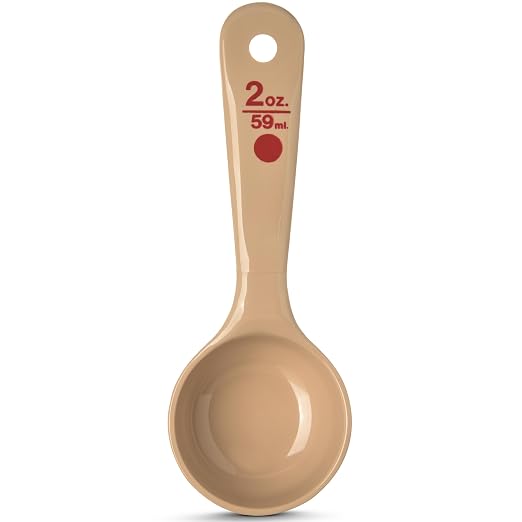 Carlisle FoodService Products CFS 432406 Solid Short Handle Portion Control Spoon, 2 oz, Beige (Pack of 12)
