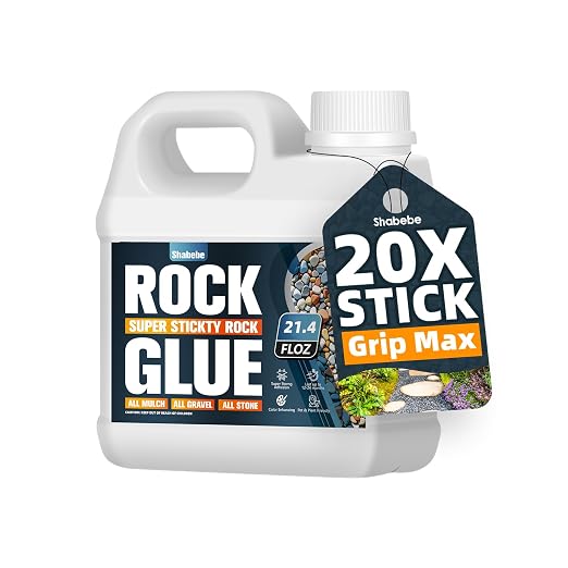 Rock Glue for Landscaping – 21.4OZ (Make 42.8OZ) Mulch Binder with Grip Max, Max Coverage Gravel Glue for Rocks, Gravel & Pine Straw, Covers Up to 3X Area, Fast-Drying & Weather-Resistant