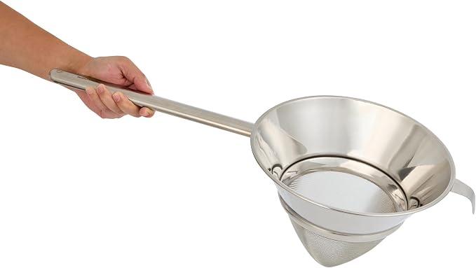 Restaurantware Chinois Strainer 1 Count 10.2" Stainless Steel Bouillon Cone with Extra Fine Mesh China Cap Strainer for Sauces, Stocks, Soups, Broths, Sifting, Sieving, Professional Kitchen Tools