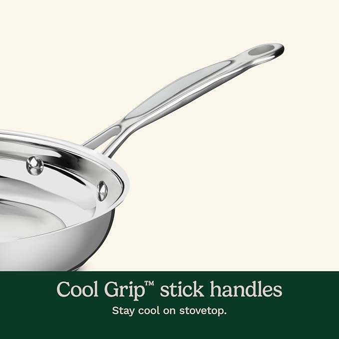 Cuisinart 17-Piece Stainless Steel Cookware Set, Chef's Classic Steel Collection with Pure Aluminum Core for Quick and Even Heat, Cool Grip Handles, Dishwasher Safe, 77-17N | Dishwasher-safe stainless steel pans and pots with riveted handles & aluminum...