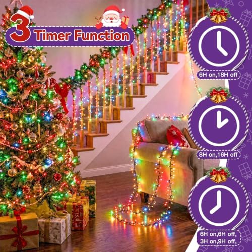 1000 LED 49FT Cluster Lights, Plug in Multicolor Christmas Lights